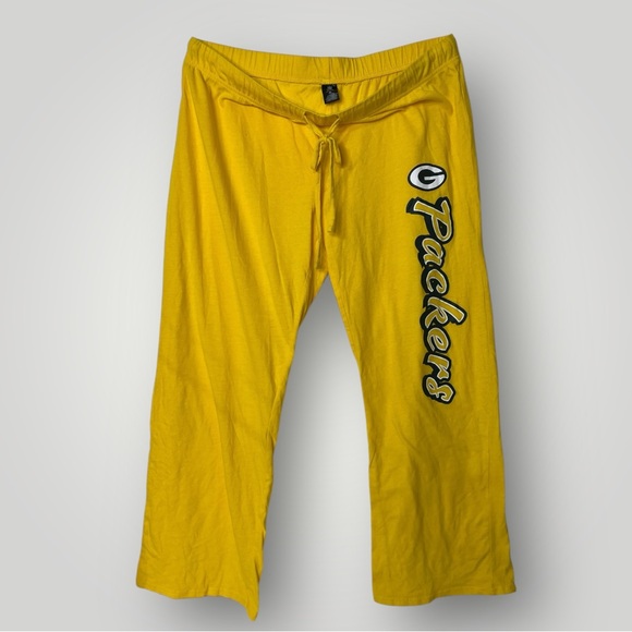 Green Bay Packers NFL Licensed Gold Green Women's XL Lounge Pajama Pants - Picture 2 of 7